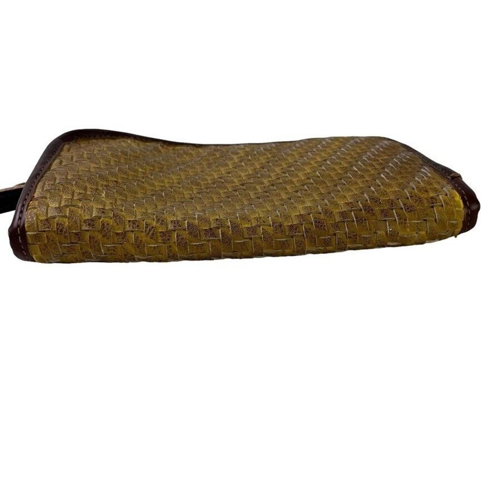 Mode Luxe Womens Woven Brown Tan Wristlet Zip Around Wallet Clutch Coin Purse - Picture 13 of 16